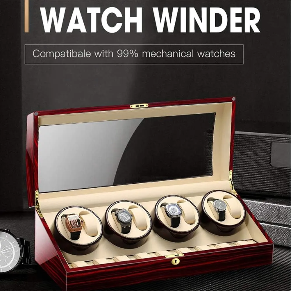 Exterior Flexible Watch Pillows Quiet Motor 4 utilitarian Rotation Modes Watch Winder Display Watch Box Watch Storage Gift 8 9 Automatic Watch Winder Wood Shell Piano Paint 