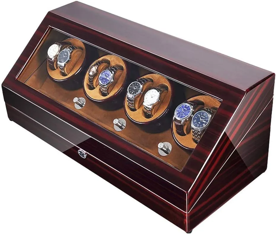 Exterior Large Capacity 4 Rotation Modes,F 8 12 Automatic Watch Winder Box with Led Illumination Quiet Motor Piano avenue Paint 