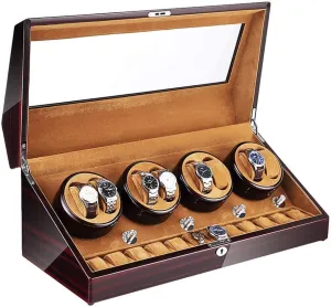 Exterior Large Capacity 4 Rotation Modes,F 8 12 Automatic Watch Winder Box with Led Illumination Quiet Motor Piano avenue Paint 