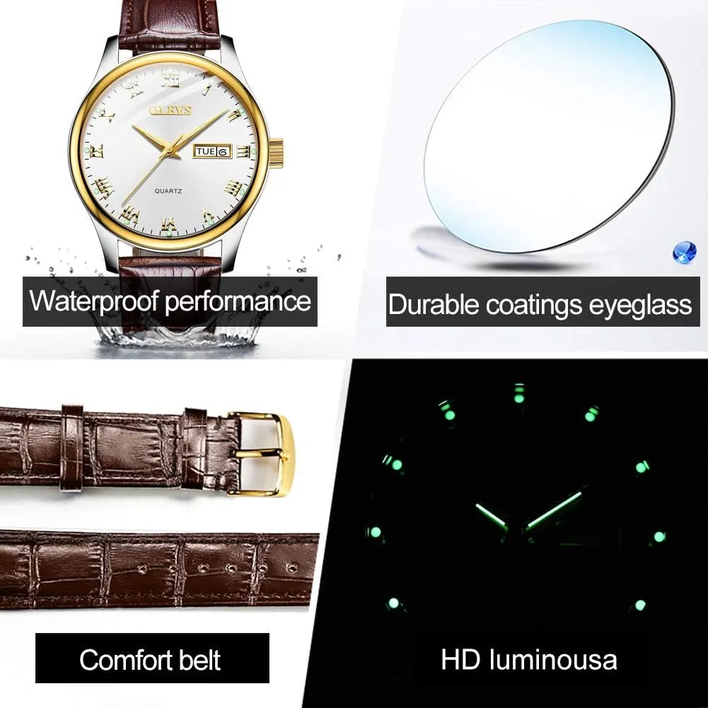 Face Day Waterproof Luminous Classic Wrist Watch OLEVS Watch for Men Stainless Steel Business Dress Analog Quartz Men pastel Watch Large 