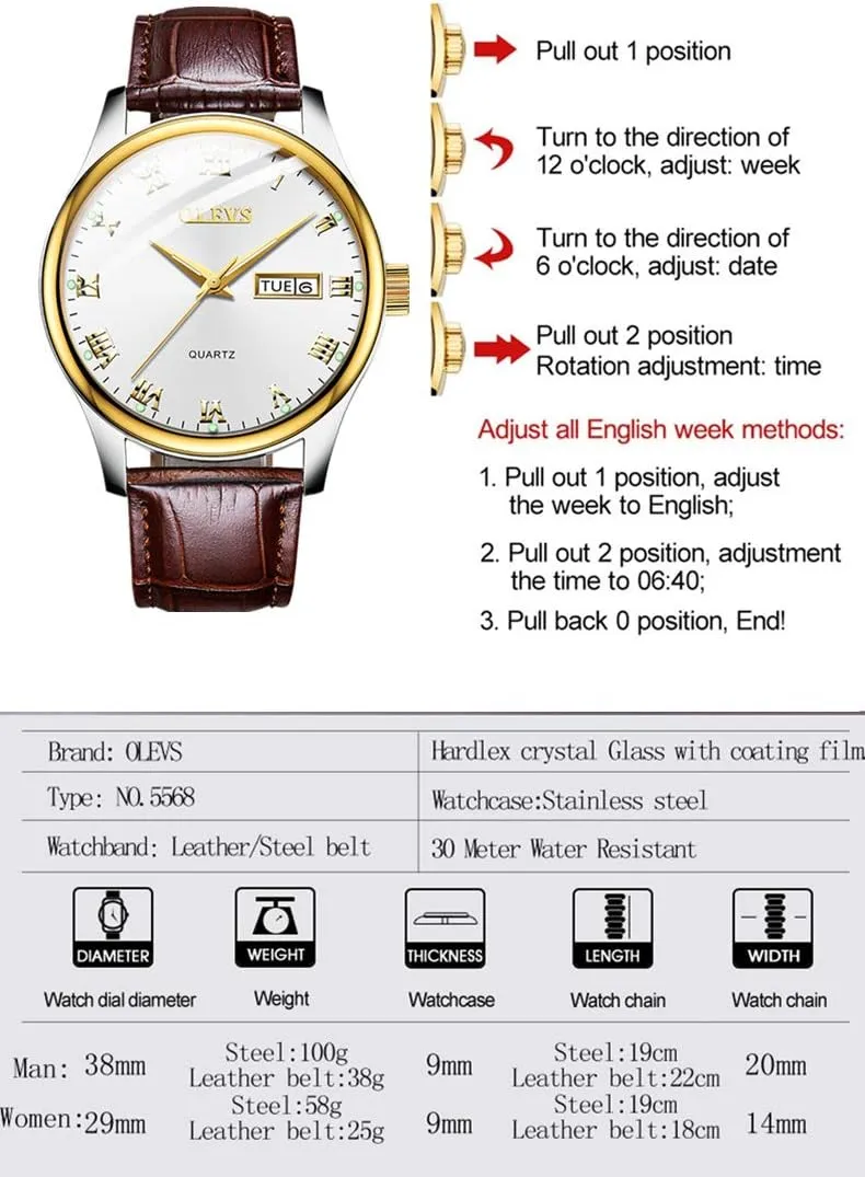 Face Day Waterproof Luminous Classic Wrist Watch OLEVS Watch for Men Stainless Steel Business Dress Analog Quartz Men pastel Watch Large 