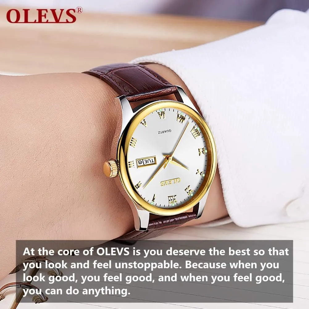 Face Day Waterproof Luminous Classic Wrist Watch OLEVS Watch for Men Stainless Steel Business Dress Analog Quartz Men pastel Watch Large 