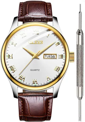 Face Day Waterproof Luminous Classic Wrist Watch OLEVS Watch for Men Stainless Steel Business Dress Analog Quartz Men pastel Watch Large 