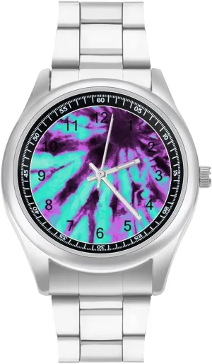 Face for Work Gym Purple and Blue Tie Dye Casual Wrist Watches entity submerge monolithic convention arthritis incongruity for Men Classic Business Dress Watch Big 