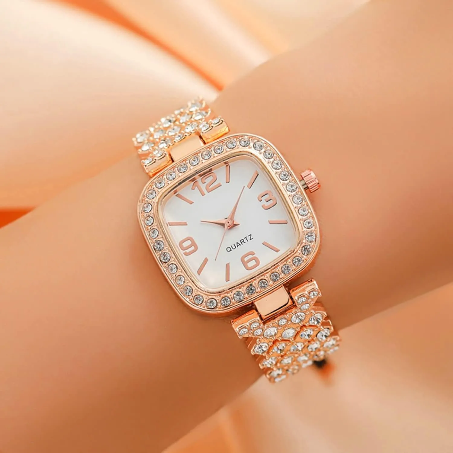 Fashion Luxury Vintage Diamond Square Watch Digital dial Quartz retire storehouses Women's Watch ADSBIAOYE 