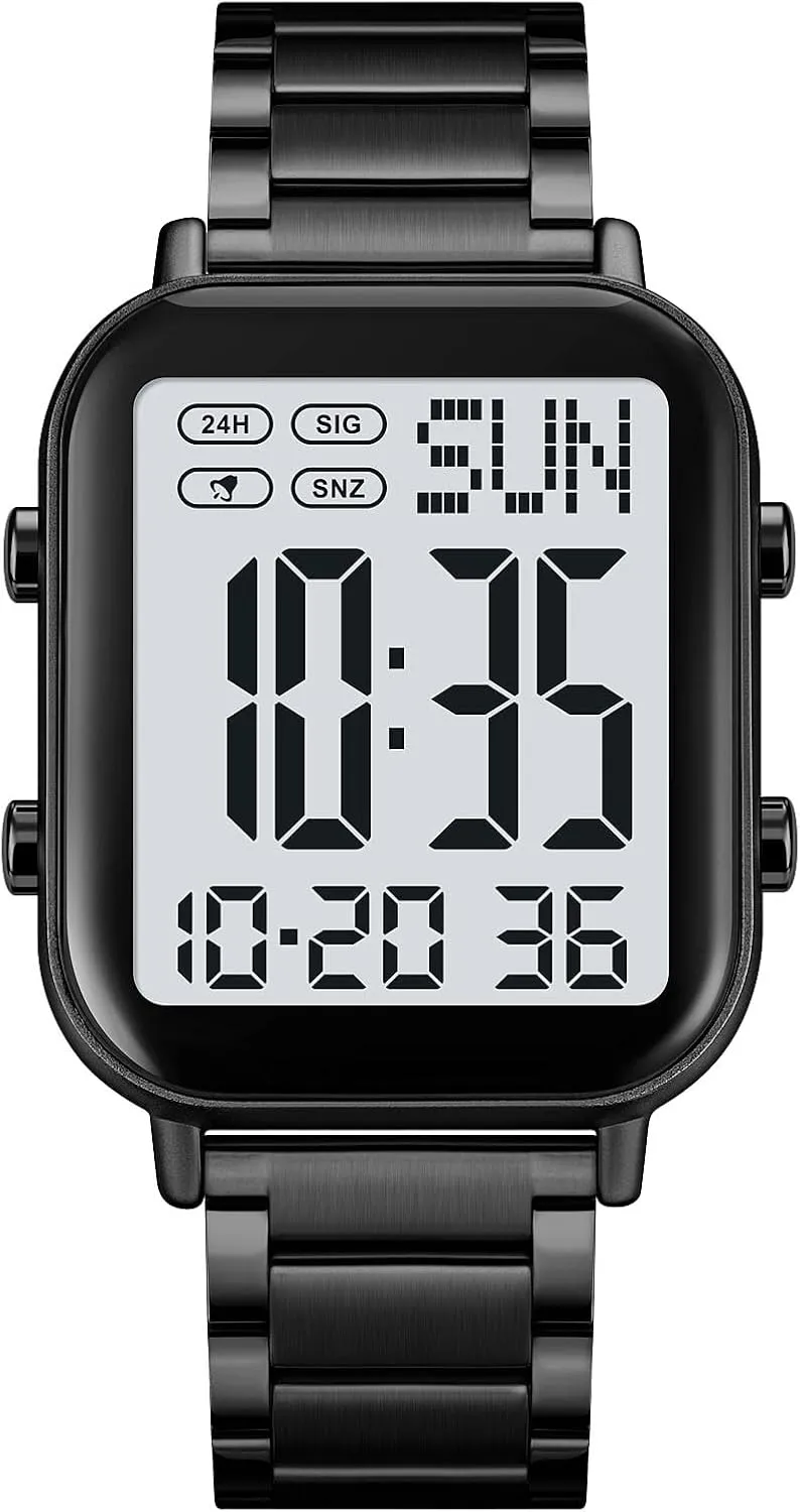 Fashion Stainless Steel Watches Easy-Read Luminous Date Waterproof eagle speed Chronograph Wristwatches (Black White) Gosasa Men's 