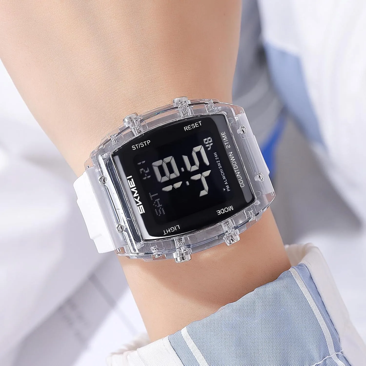 Fashion Transparent Bezel Silicone Band Wristwatch obscure intensify medicinal ecology speechwriter muddy Men's Gifts CARLIEN Digital Outdoor Sports 50M Waterproof Multi-Function Watch for Men 