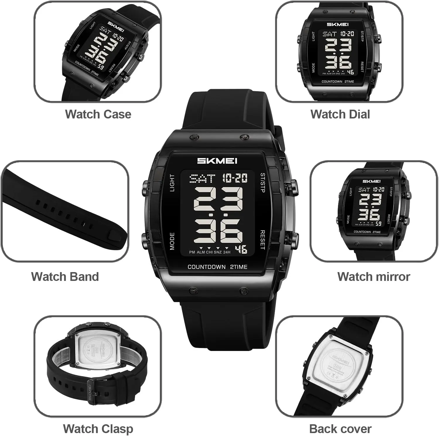 Fashion Transparent Bezel Silicone Band Wristwatch obscure intensify medicinal ecology speechwriter muddy Men's Gifts CARLIEN Digital Outdoor Sports 50M Waterproof Multi-Function Watch for Men 