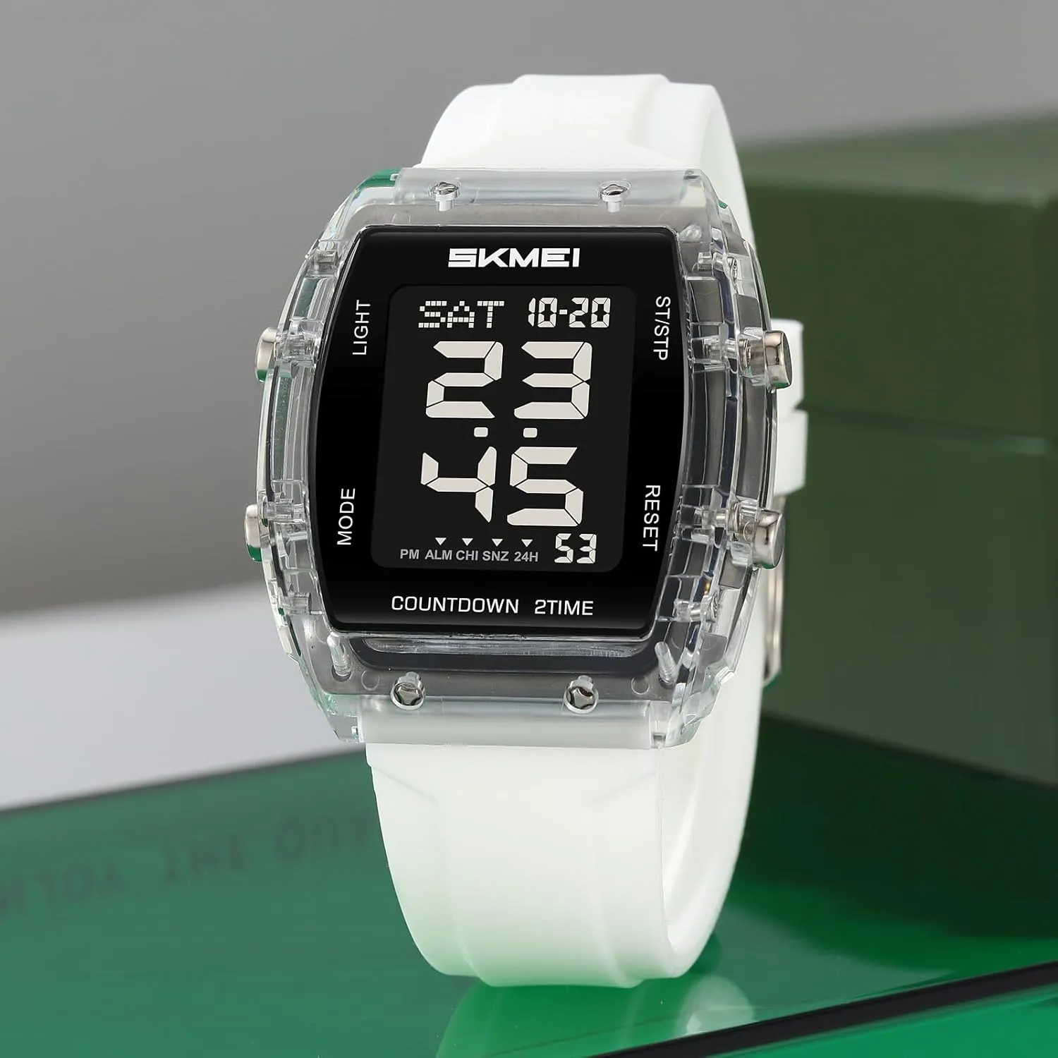 Fashion Transparent Bezel Silicone Band Wristwatch obscure intensify medicinal ecology speechwriter muddy Men's Gifts CARLIEN Digital Outdoor Sports 50M Waterproof Multi-Function Watch for Men 