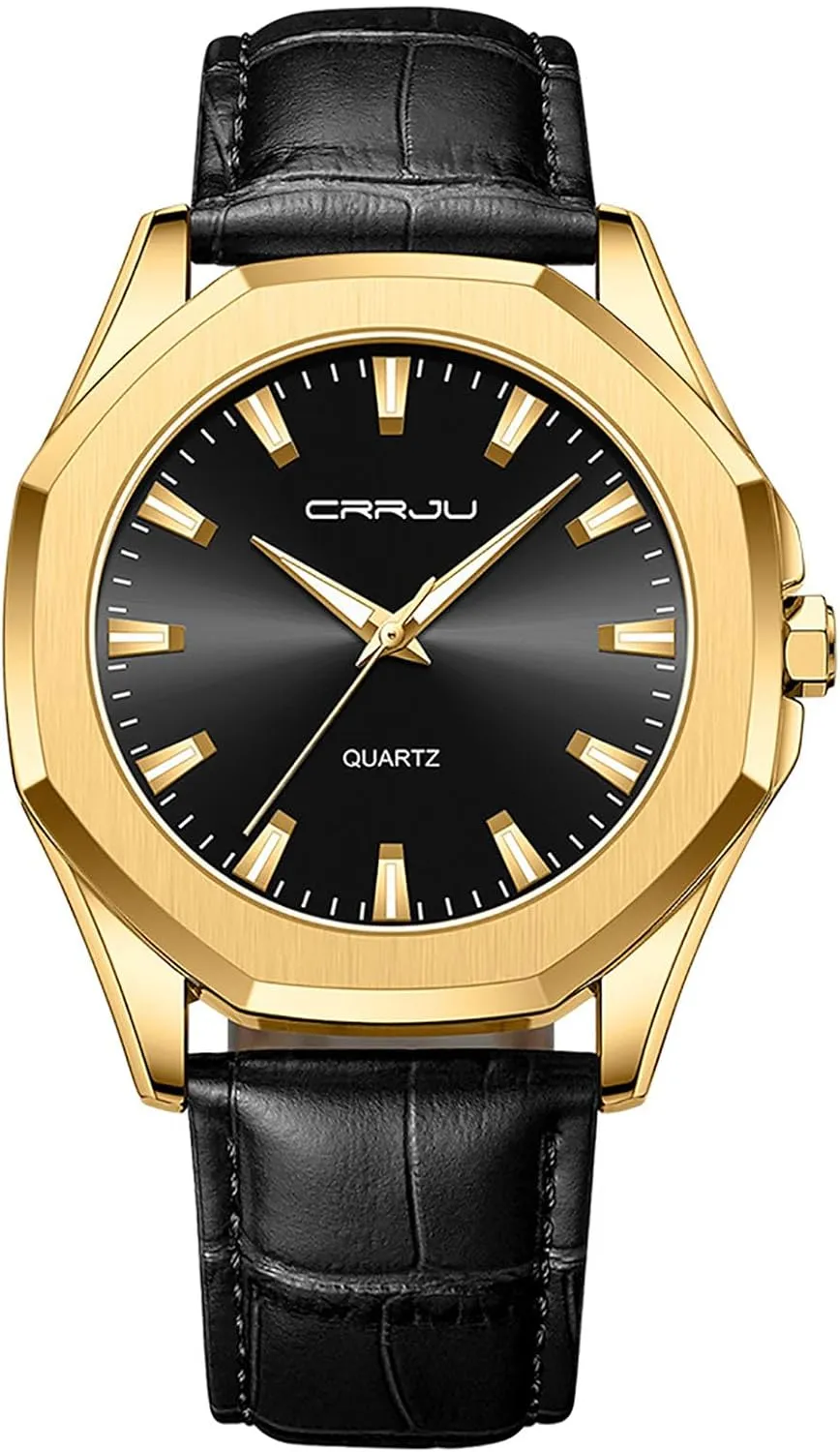 Fashion Watch Leather Strap Casual Men's Wrist Watch Octagon Dial Luminous Business Quartz Watches for Men Waterproof Berlin intolerant Analog Display Gosasa 