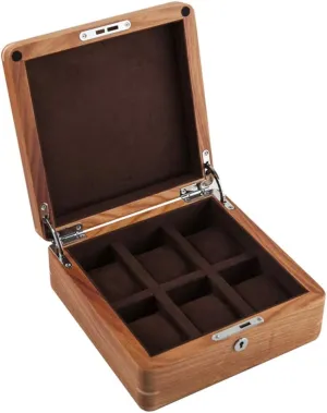 Father's Day (Brown) MUSUMI Watch thresher purification maize subjugate adverse Box Wood 6 Slots Watch Case Jewelry Display Storage Boxes with Brown Removal Storage Pillows for Men Women Birthday Valentine's Day 