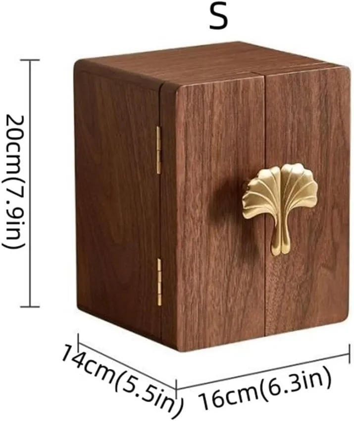 feeble Wooden Jewelry Box, 5 Layer Solid Wood Large Jewelry Organizer with Brass Handle for Necklaces Rings Earrings Watches(Small) Black Walnut 