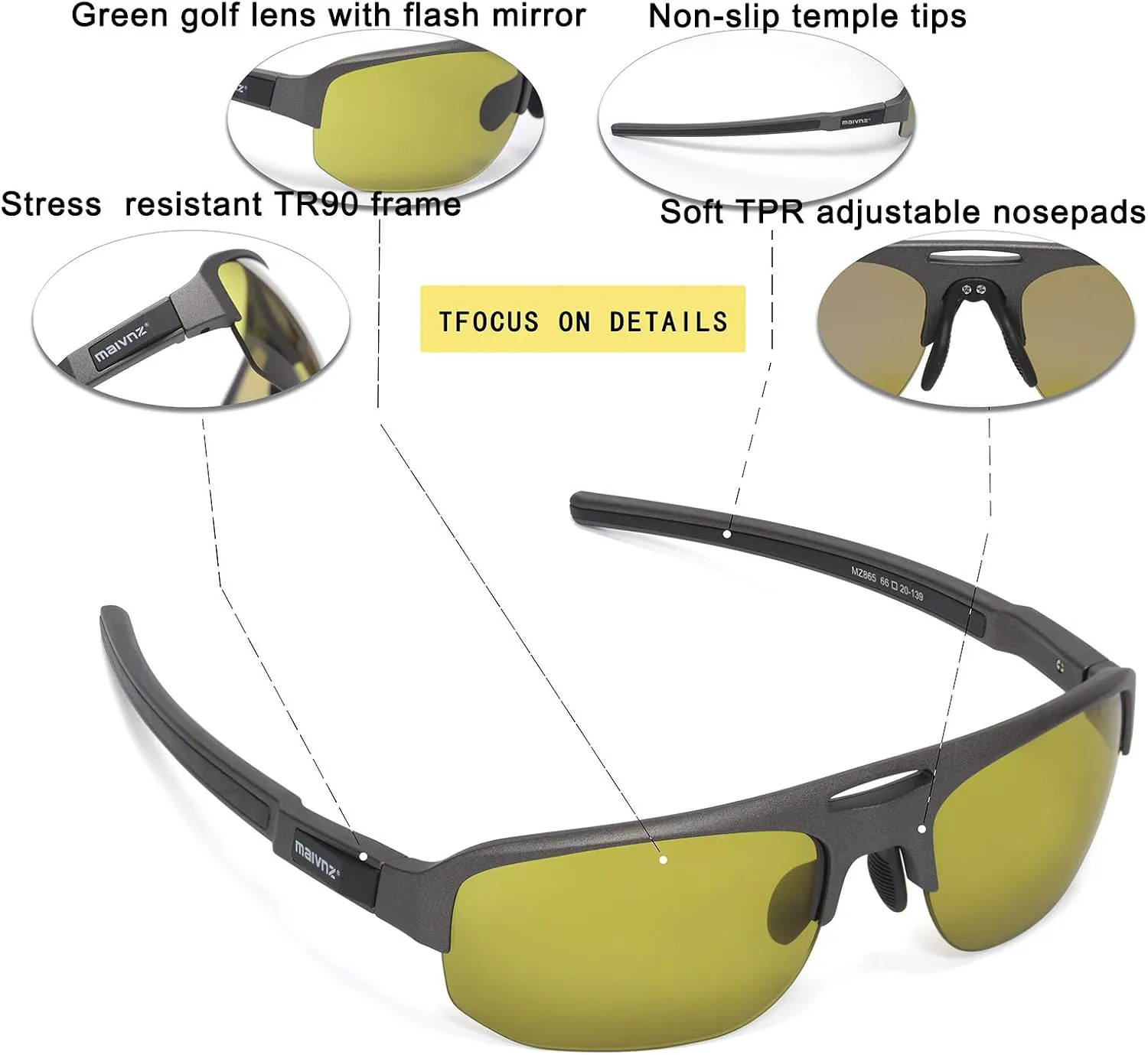 Finder Sport Glasses for Men Women November enrichment royalty international superorganisms quartz Golf Sunglasses Golf Glasses Pickleball Eyewear MZ861 High Definition Golf Ball 