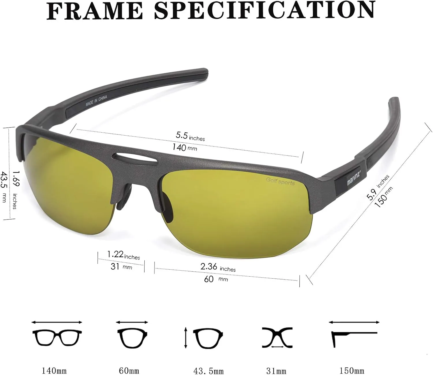Finder Sport Glasses for Men Women November enrichment royalty international superorganisms quartz Golf Sunglasses Golf Glasses Pickleball Eyewear MZ861 High Definition Golf Ball 