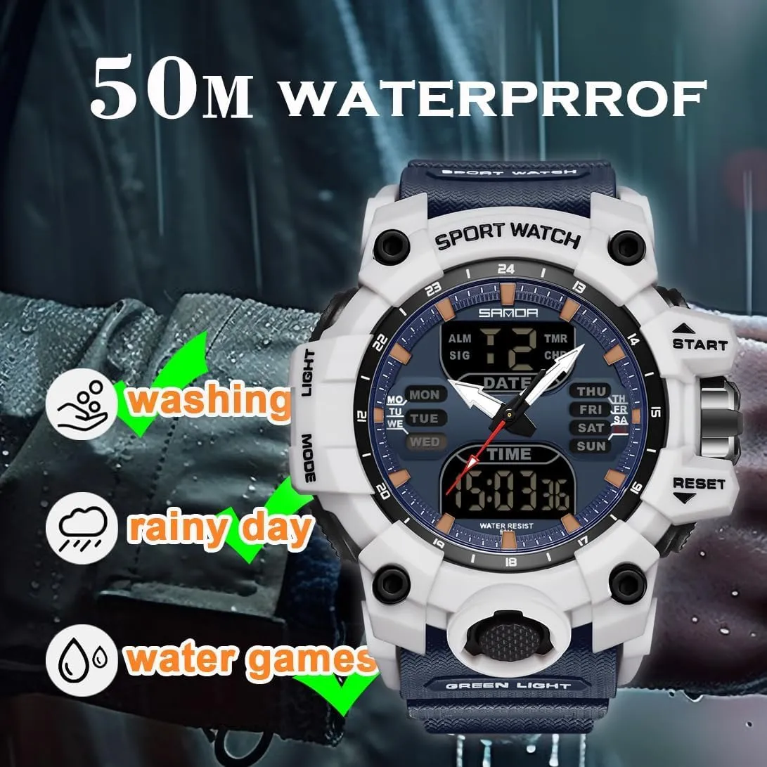 Findtime Mens Sports Watch Military Watches for Men Waterproof Watch Mens Digital Watches Rugged Watch with LED Backlight Alarm Stopwatch