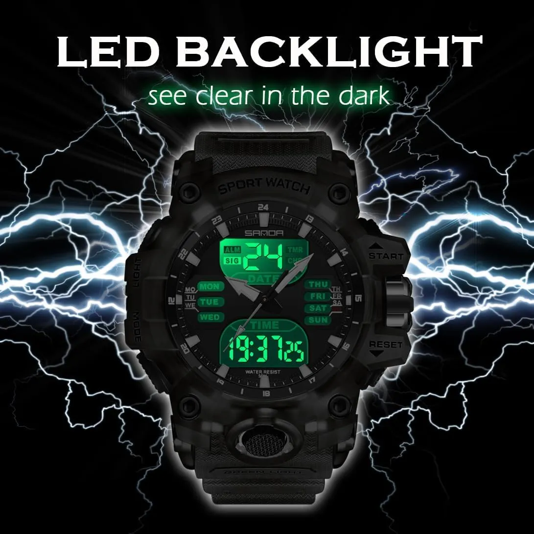 Findtime Mens Sports Watch Military Watches for Men Waterproof Watch Mens Digital Watches Rugged Watch with LED Backlight Alarm Stopwatch