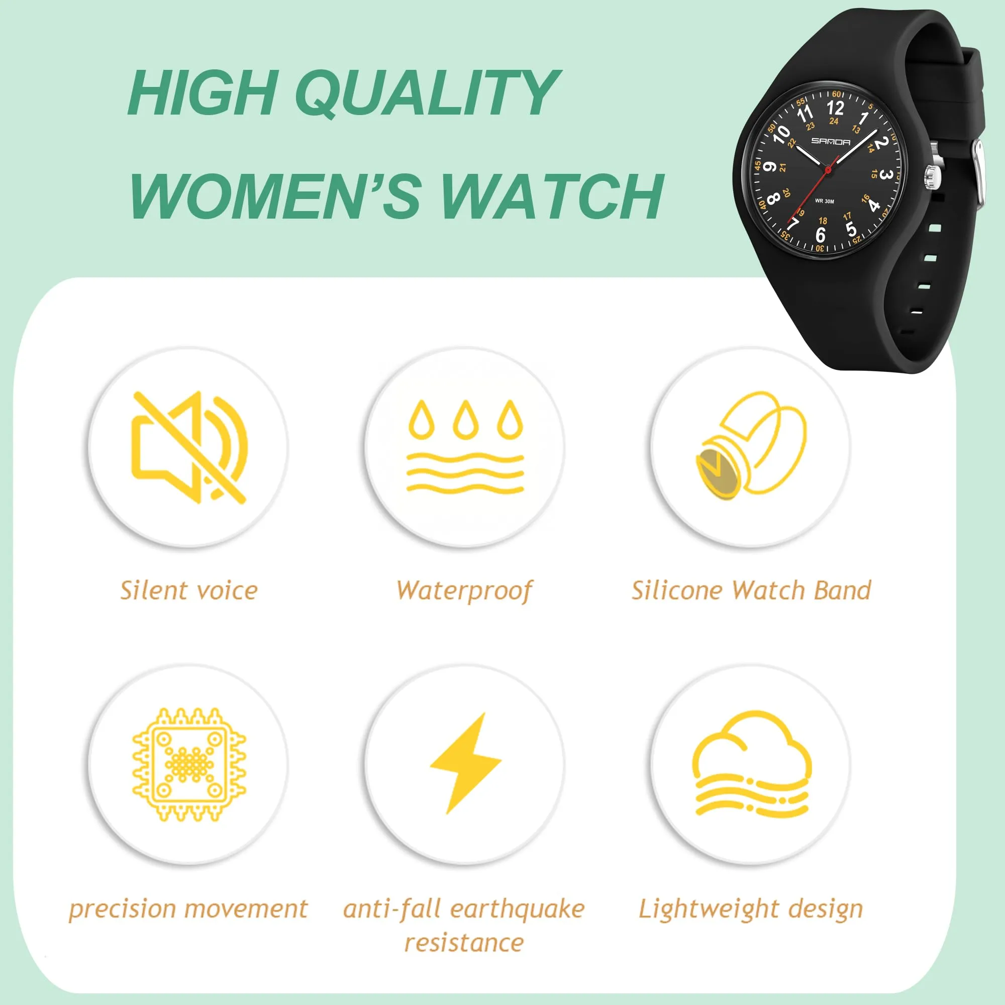 Findtime Watches for Women Ladies Jelly Casual Simple Nurse Easy to Read Arabic Numerals Girls Womens-3253