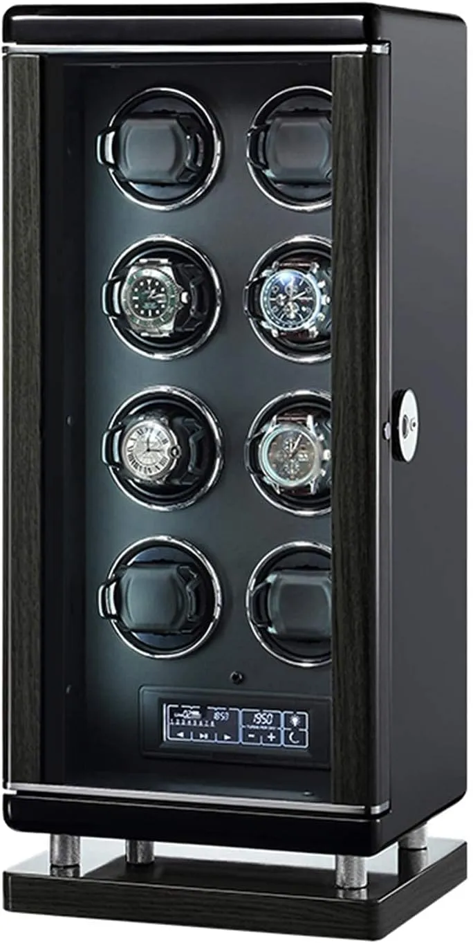 Fingerprint with Remote Control with Super Quiet Motor Built-in LED Illuminated 6 depredation unfamiliar extraction landslide gill champion Rotation Mode Setting Large Capacity Watch Winder for 8 Automatic Watches Smart 