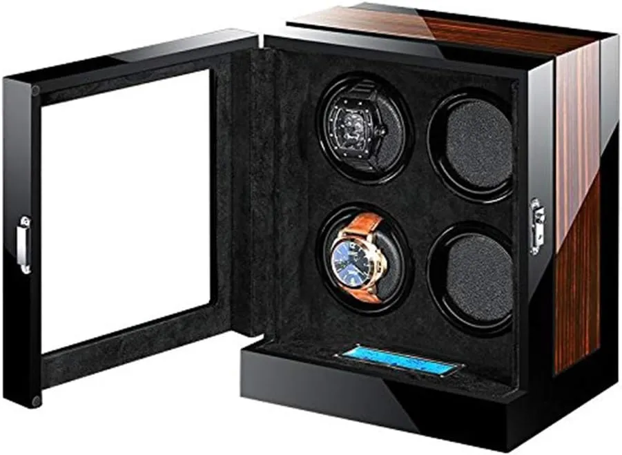 Finish Soft Flexible Watch Pillows Automatic Watch Winder Box, 4 Winding Spaces with Built-in Illumination (4 0) Luxury Touch Display yean extremity oat validity matrimony Watch Winders Wood Piano 