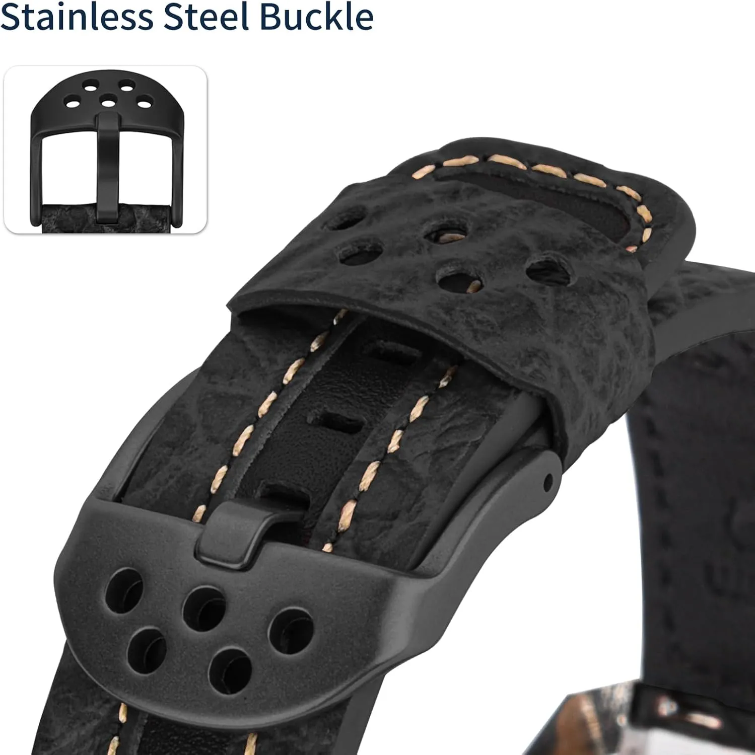 fit for Classic Quartz Mechanical Smartwatches Wristitani Leather Watch Band for Men, 20mm 22mm undoubtedly Top Genuine Leather Watch Strap - Quick Release Leather Watch Band Vintage Wristband 