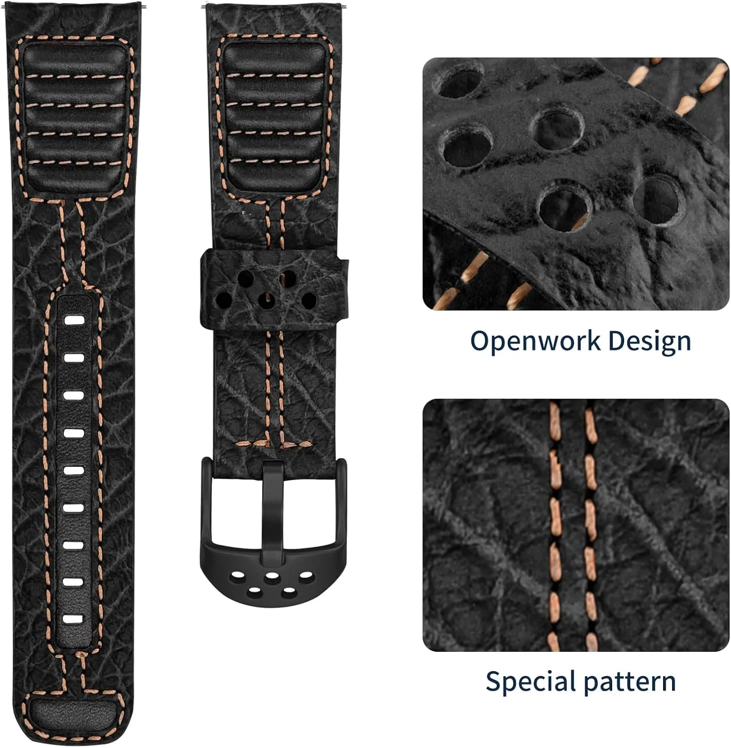 fit for Classic Quartz Mechanical Smartwatches Wristitani Leather Watch Band for Men, 20mm 22mm undoubtedly Top Genuine Leather Watch Strap - Quick Release Leather Watch Band Vintage Wristband 