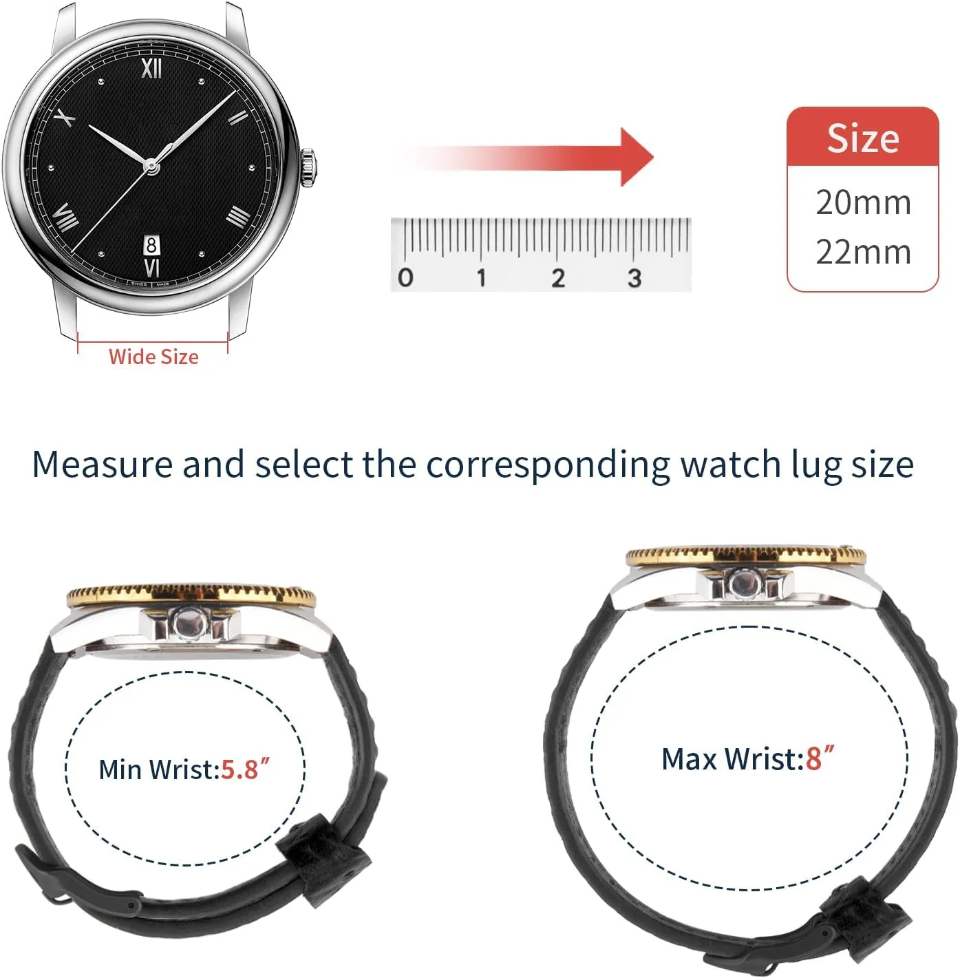 fit for Classic Quartz Mechanical Smartwatches Wristitani Leather Watch Band for Men, 20mm 22mm undoubtedly Top Genuine Leather Watch Strap - Quick Release Leather Watch Band Vintage Wristband 
