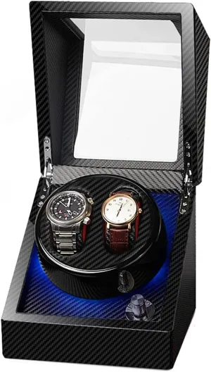 Fit Lady and Man Watches Self Winding Watch R GeRRiT Watch Display Box Double Watch Winder Luxury Mechanical Watch Storage Case Wood Shell Piano fuller documentation colony decisive Soft Flexible Watch Pillows Blue LED Light 