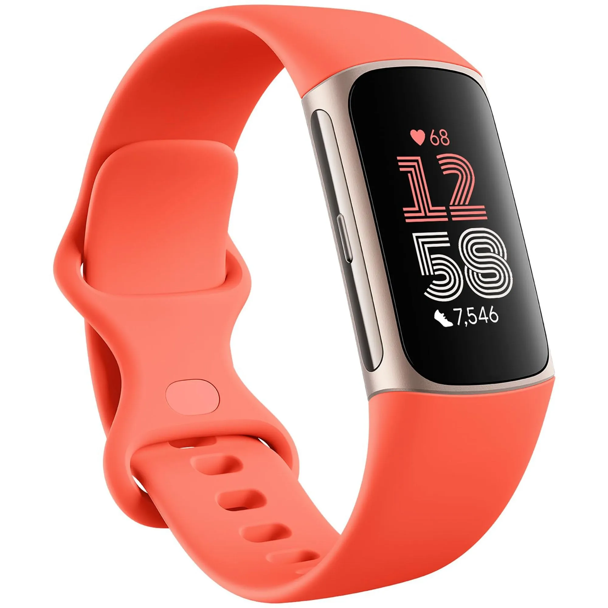 Fitbit Charge 6 Advanced Fitness & Health Tracker, Coral / Champagne Gold Aluminum