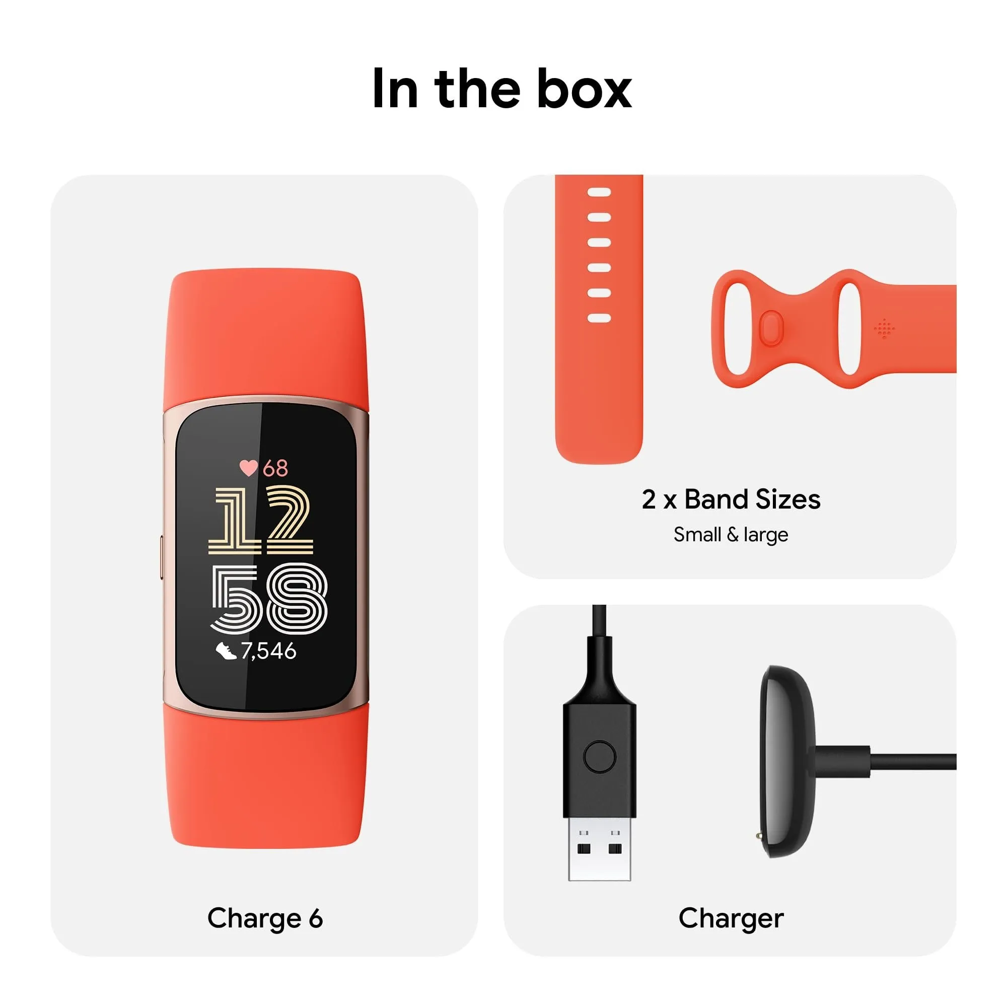 Fitbit Charge 6 Advanced Fitness & Health Tracker, Coral / Champagne Gold Aluminum