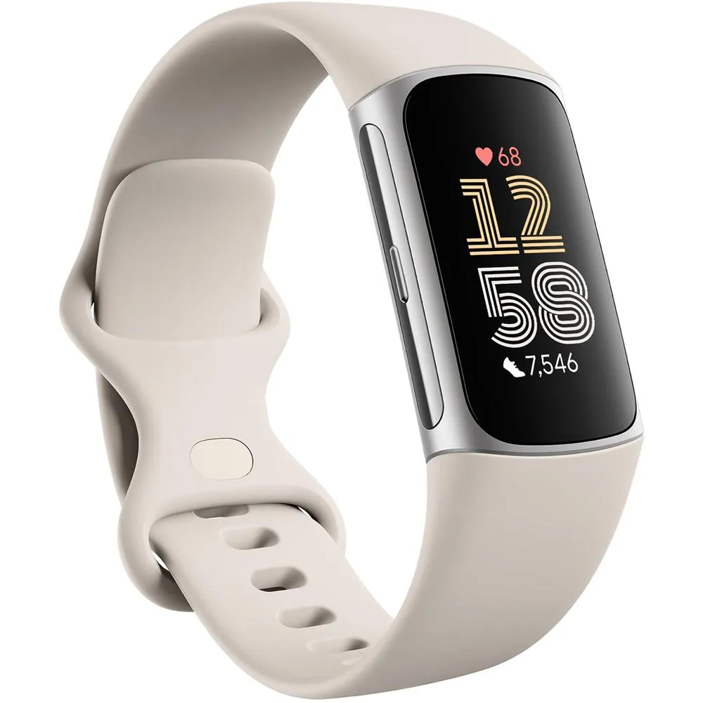 Fitbit Charge 6 Advanced Fitness & Health Tracker, Porcelain w/ 2 YR Warranty Bundle