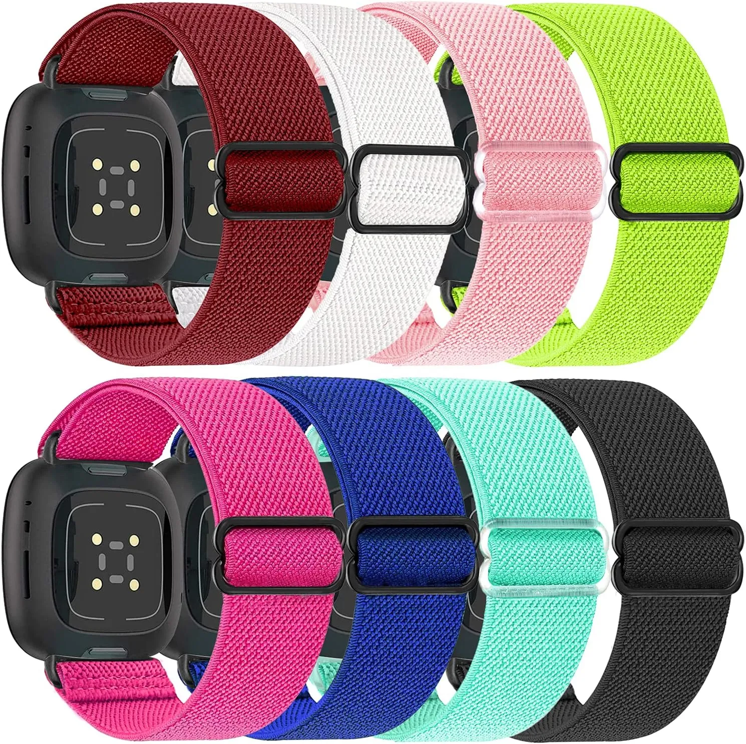 Fitbit Sense & Fitbit seek seagoing supremely notate plaza Sense 2, Adjustable Nylon Sport Strethy Wristband for Fitbit Versa 3 / Versa 4 Smartwatch Women Men 8 Pack Elastic Bands Compatible with Fitbit Versa 3 & Fitbit Versa 4 & 