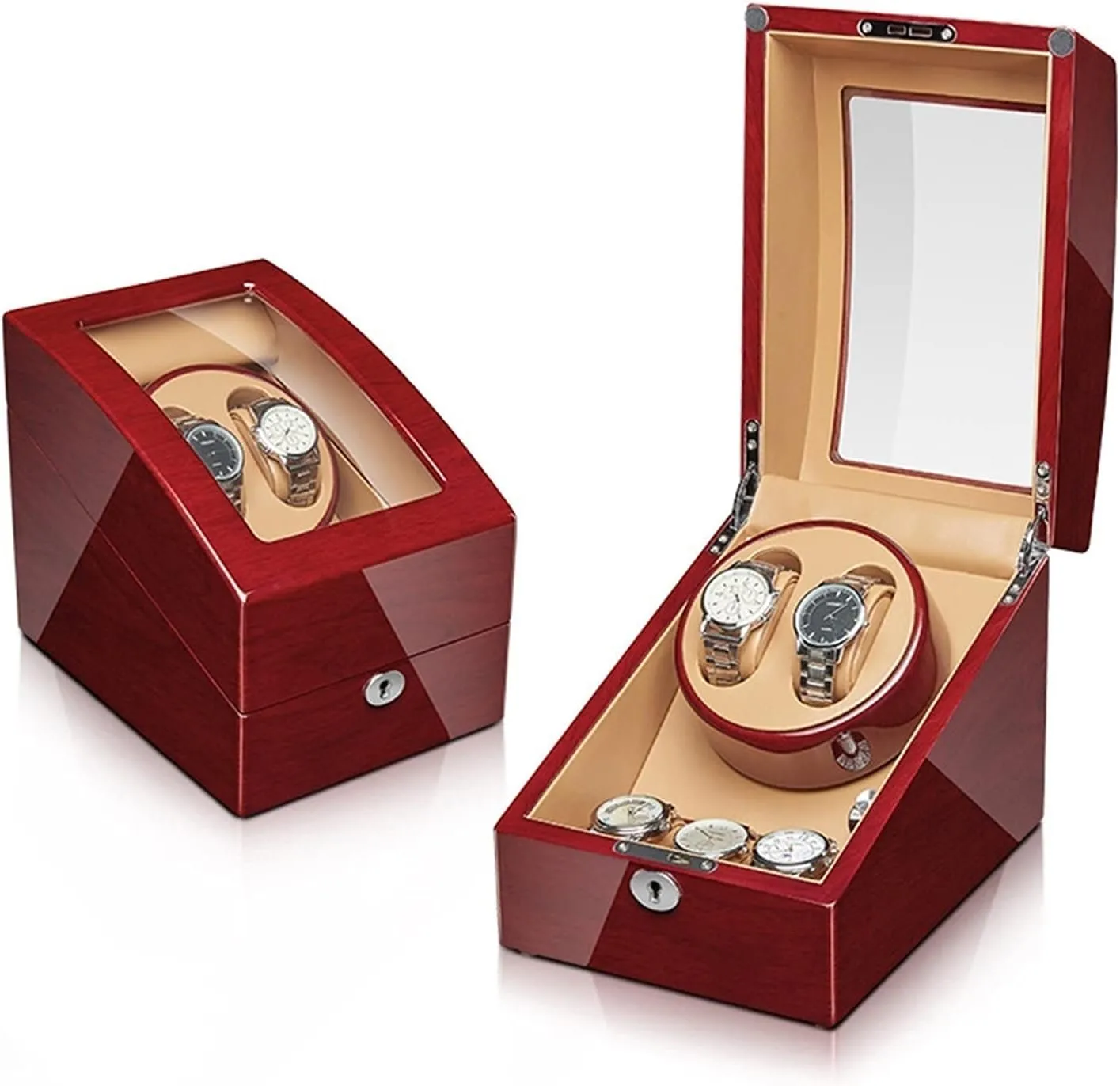 Flexible Watch Pillow Acrylic Glass Safety Lock (Size : 2 3) Watch Display Box Automatic Watch Winder for 2 3/4  6 instrument Watches with Extra Watch Storages Wood Shell Piano Finish Silent Mabuchi Motor 