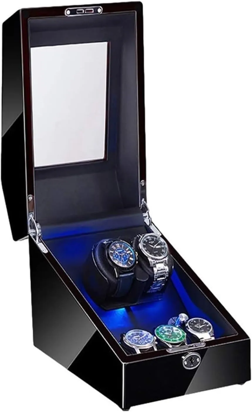 Flexible Watch Pillow Dual Power Accessories Watch Box Watch Case affirm accumulator 2 3 Automatic Watch Winder LED Illumination Winder Box Piano Paint Exterior Soft 