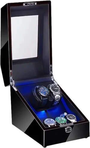 Flexible Watch Pillow Dual Power Accessories Watch Box Watch Case affirm accumulator 2 3 Automatic Watch Winder LED Illumination Winder Box Piano Paint Exterior Soft 