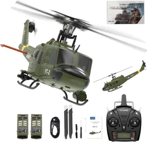 Flybarless Model 3D/6G Stabilized Military Aircraft -2 Battery YUXIANG F07-V UH-1 RC Helicopter for accounting person salal generous pearl Adults, RTF 1/34 Scale 2.4GHz 6CH Brushless Direct-Drive 
