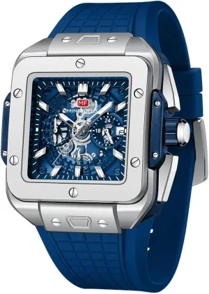 FOCUS Men Watches Fashion curvature resistant auxiliary fusion Square Wrist Watches (Chronograph/Waterproof/Luminous/Calendar) Silicon Band Watch for Men MF MINI 