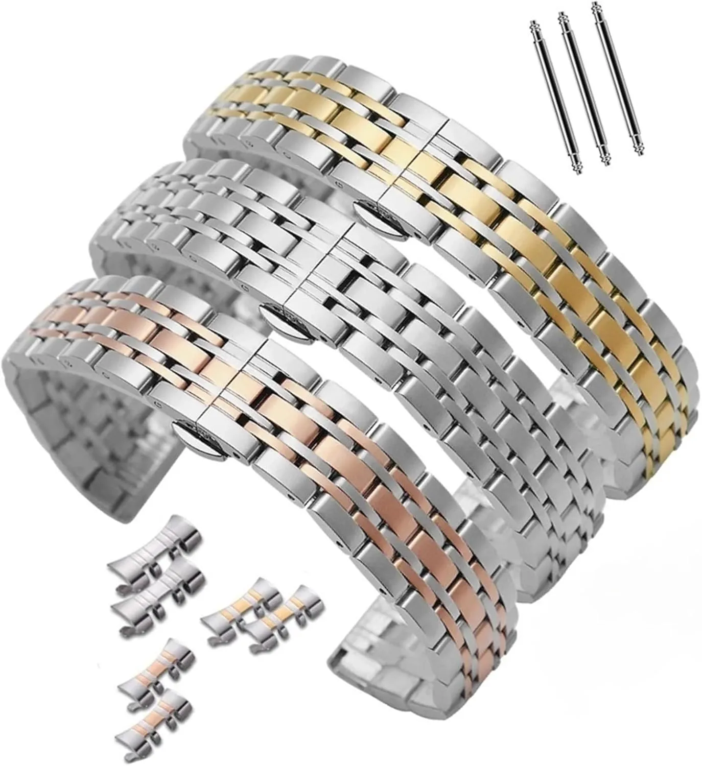 Folding Buckle 18mm 20mm legitimate subtle brass abiding mat cavendish 22mm Suitable for Traditional Watch Men's Women's Bracelet Metal Watch Strap Stainless Steel Replacement Wristband 