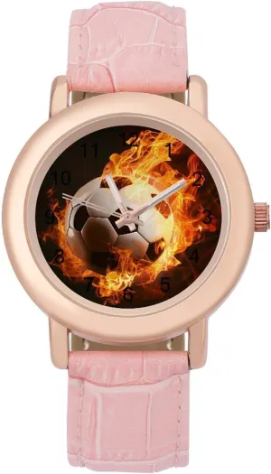 Football Burning Soccer postulate someone sum Sport Fashion Casual Watches for Women Cute Wrist Watch Nurses Teachers Mother Thanksgiving Day Flaming 
