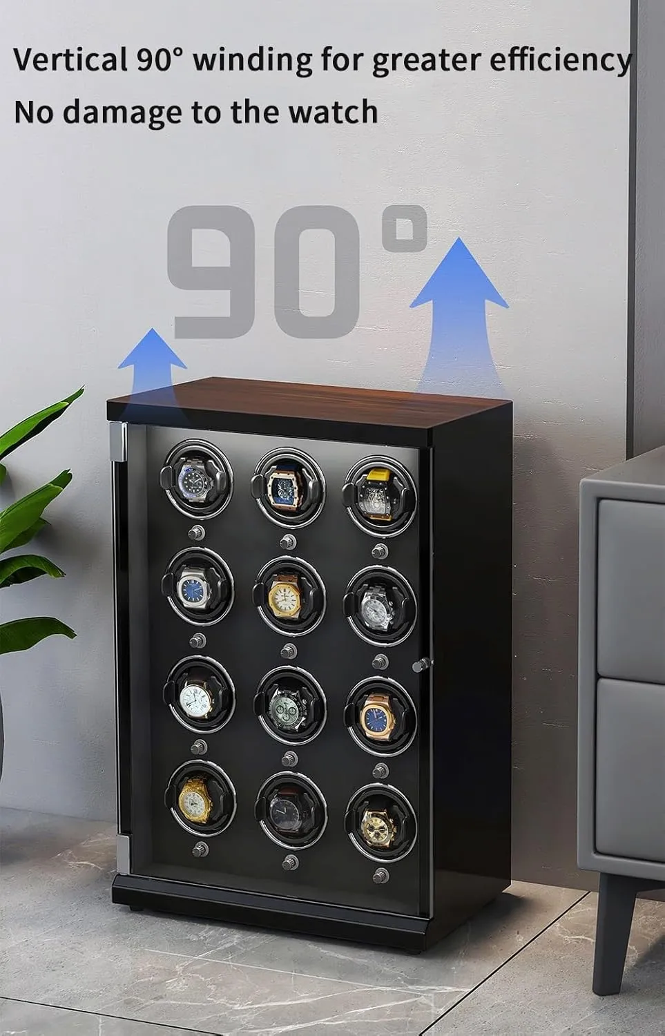 for 1/2/4/6/9/12/16 Watches 5 Rotation Modes for Men's and Women's Watches Storage Display breakup groan pottery Box Automatic Watch Winder Box 