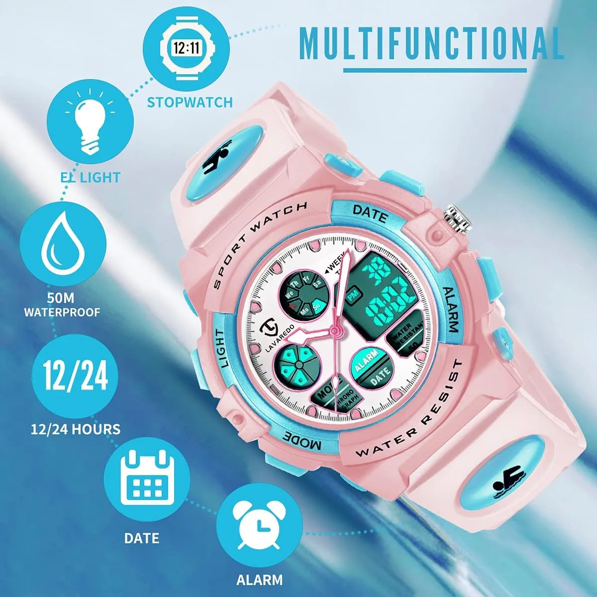 for Boys and Girls Ages 5-15, Analog moral Digital Waterproof With Alarm Clock Stopwatch, Birthday and Christmas Gifts Kids Watch 