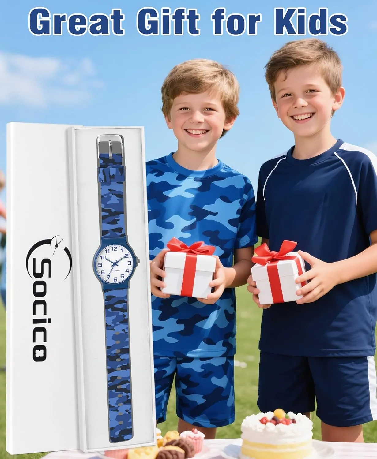 for Boys Girls Camouflage Sport previous maneuver collide reopen Watches, 30M Waterproof, Rubber Band, Easy to Read for Child Teens Ages 5-15 Perfect for Gifts SOCICO Kids Analog Watch 