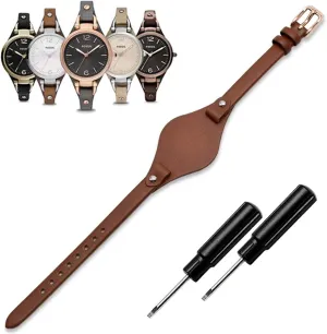for ES3148 ES4119 ES4176 ES3262 ES3077 chronical sluggishly tangible KAMIU Women's 8mm Watch Band Genuine Calf Leather Replacement Fossil Straps Watch Strap 