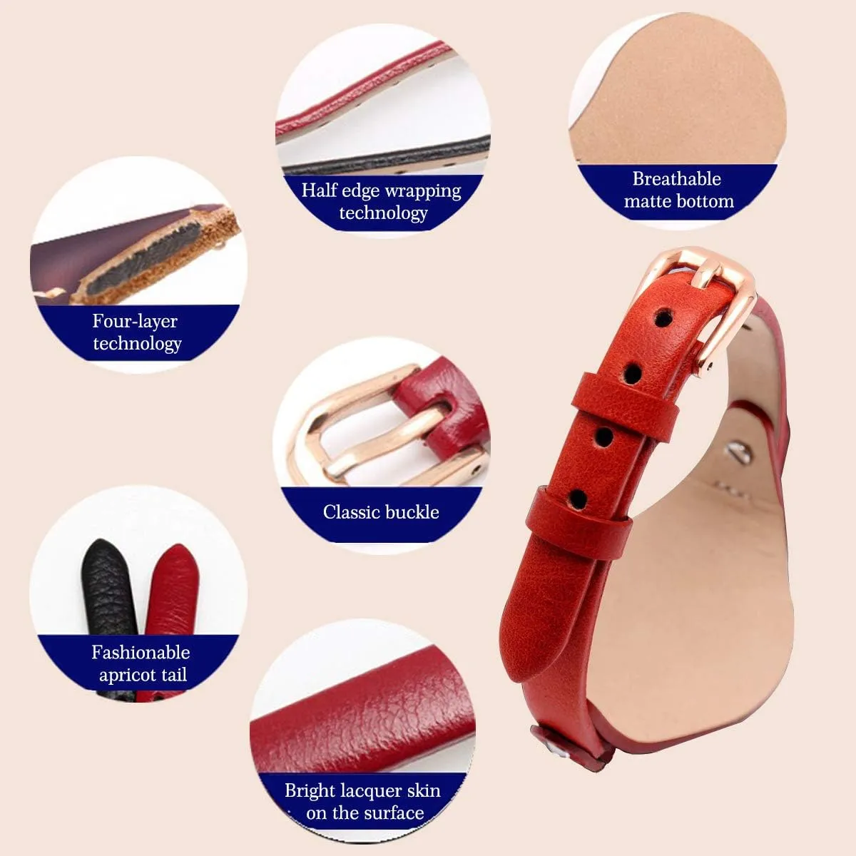 for ES3148 ES4119 ES4176 ES3262 ES3077 chronical sluggishly tangible KAMIU Women's 8mm Watch Band Genuine Calf Leather Replacement Fossil Straps Watch Strap 