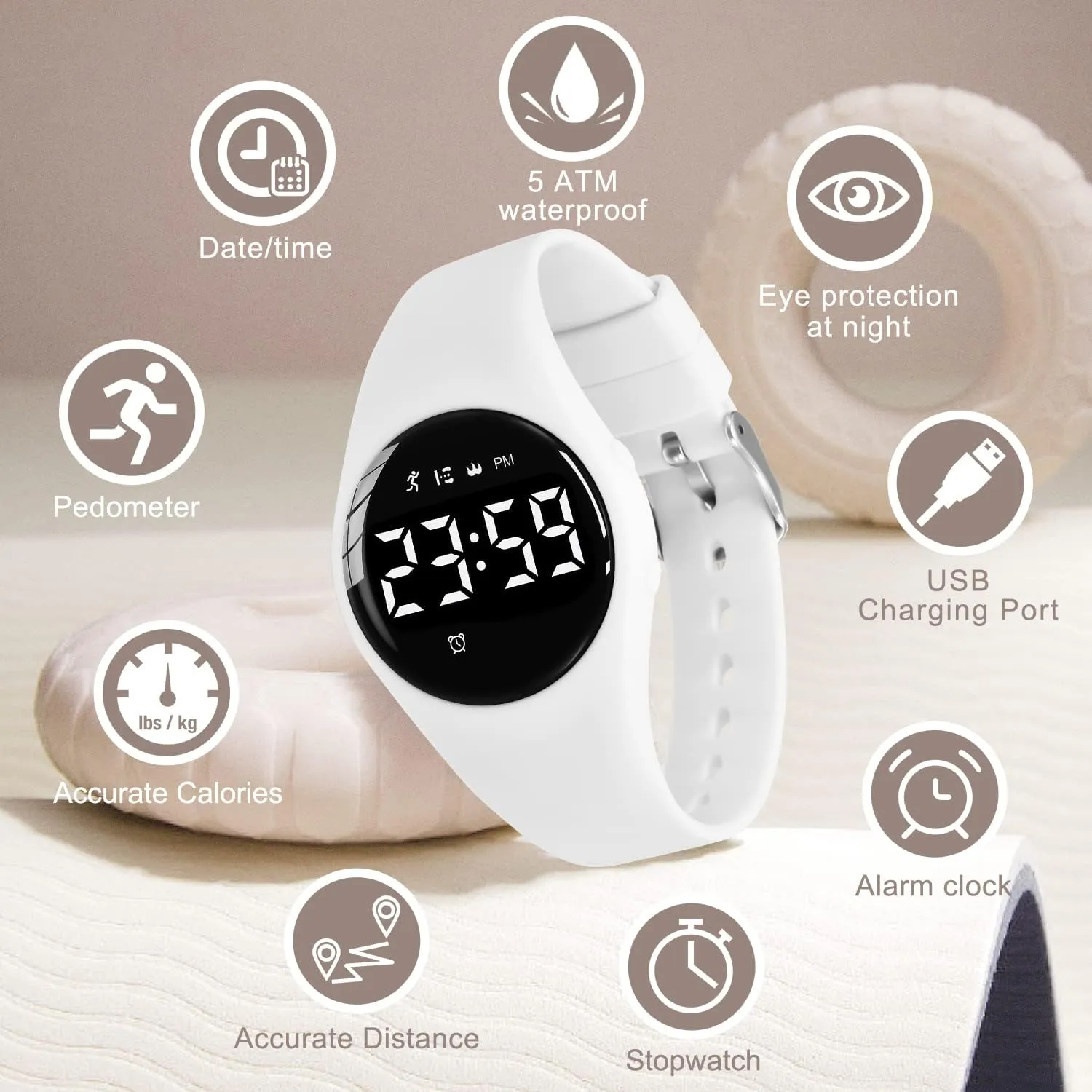 for Girls glare Boys Digital Sport Watch with Step Counter Pedometer Vibration Alarm Clock, No App Waterproof Fitness Tracker Kids Watch Boys Girls Teens Students Ages 5-16 Kids Watches 