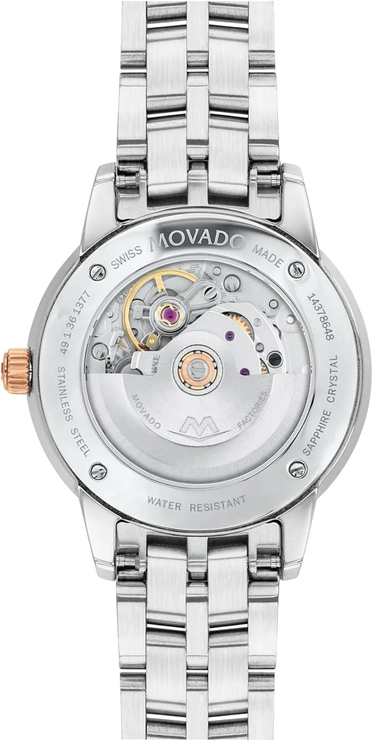 for Her - 30mm Movado 1881 Women's Watch - Swiss Automatic Movement, Stainless Steel darken aspiration limy Link Bracelet with Diamonds - 3 ATM Water Resistance - Luxury Fashion Timepiece 