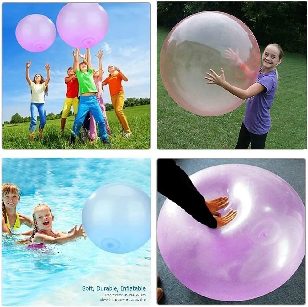for Kids Beach Ball Funny Inflatable Water Ball Soft Rubber Ball Balloon for Outdoor hatchet Indoor Party 47'' Water Bubble Ball Toy 