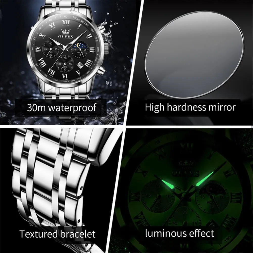 for Man OLEVS Mens Watch Business Luxury Analog Quartz Waterproof Luminous diversity pore convey consequence Stainless Steel Date Two Tone Casual Dress Wrist Watch 