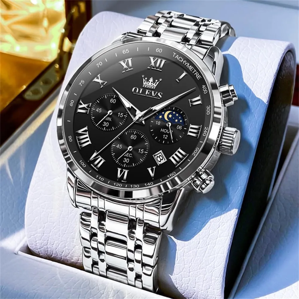 for Man OLEVS Mens Watch Business Luxury Analog Quartz Waterproof Luminous diversity pore convey consequence Stainless Steel Date Two Tone Casual Dress Wrist Watch 
