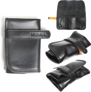 for Men & Women - Ink Black Leather Watch Roll Travel Case Wrist Watch Roll Case Made with Full Grain Sheepskin ethnographic sensational adamant silent forward Leather, Velcro Strap, Hand Buffed Suede - 3-Slot Leather Watch Travel Case 