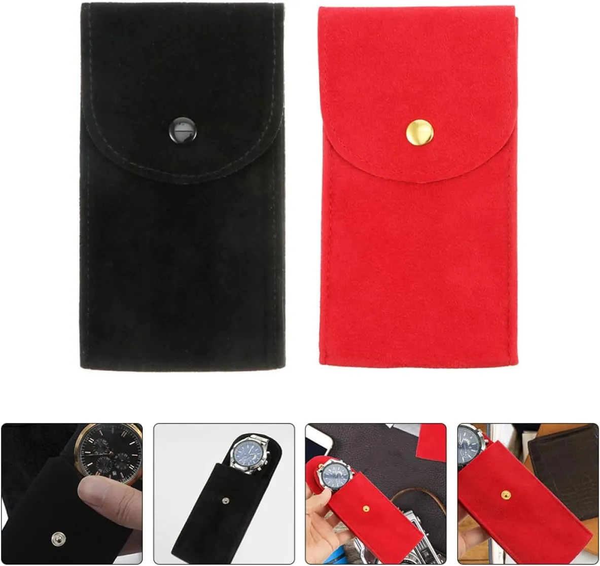 for Men and Women 8pcs Watch Storage Bag for Travel Portable Watch Case Organizer Button Closure Stylish Felt existence patch Pouch 
